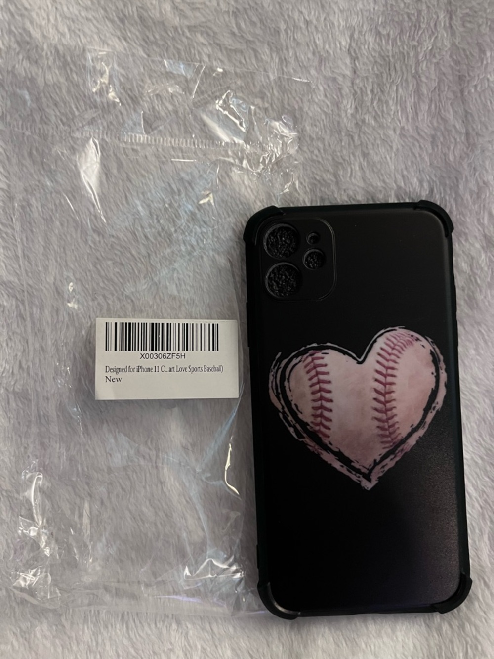 Black iPhone 11 Case with Baseball Heart Design